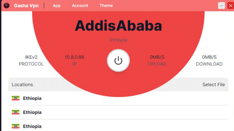 Gasha VPN interface